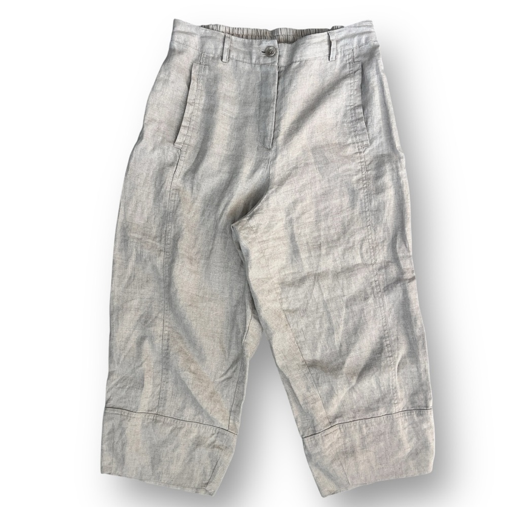 MASAI Copenhagen 100% Linen Sophisticated Wide Leg Capri Pants with Pockets